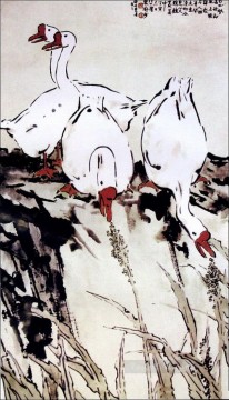 シュ・ベイホン・ジュ・ペオン Painting - 徐北紅ガチョウの古い中国の墨